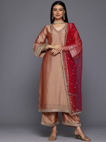Varanga Women Ethnic Motifs Embroidered Sequinned Kurta with Trousers & With Dupatta